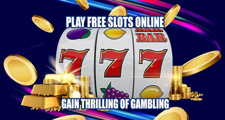 This may contain: a slot machine with lots of gold coins around it and the words play free slots online